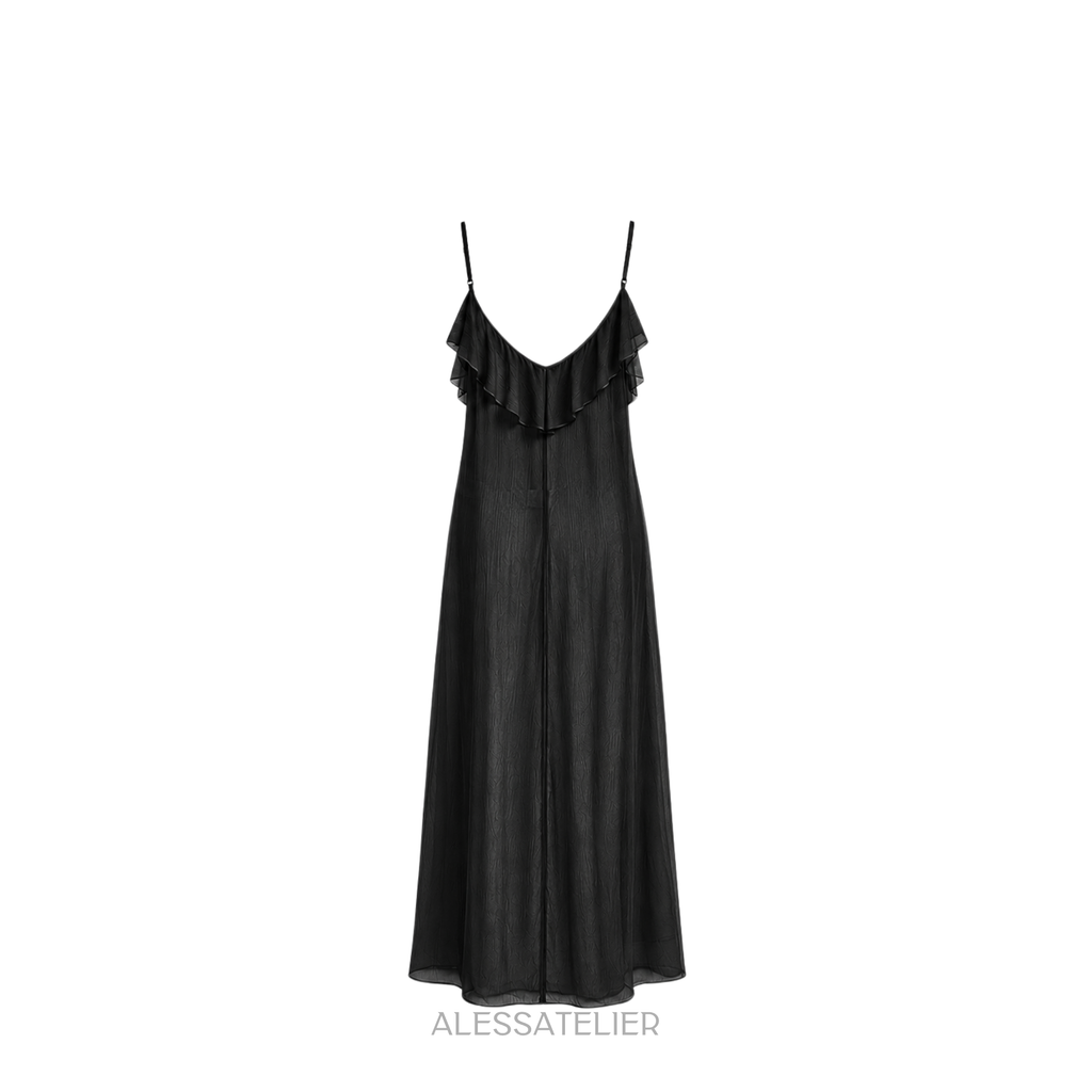 Oriana Sheer Bohemian Blouse, Black
