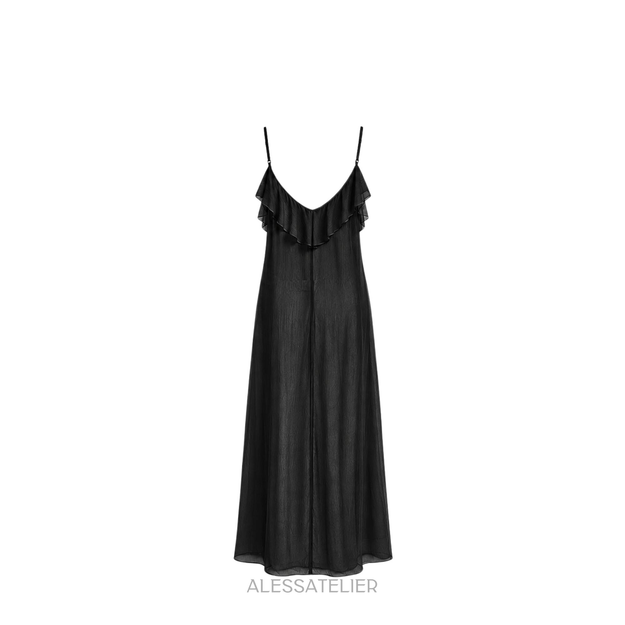 Oriana Sheer Bohemian Blouse, Black