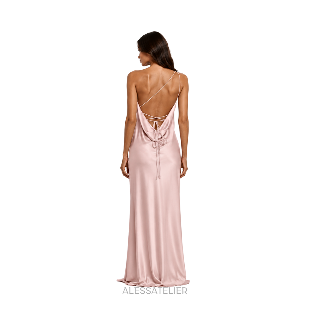 Regina Satin Maxi Dress, Baby Pink