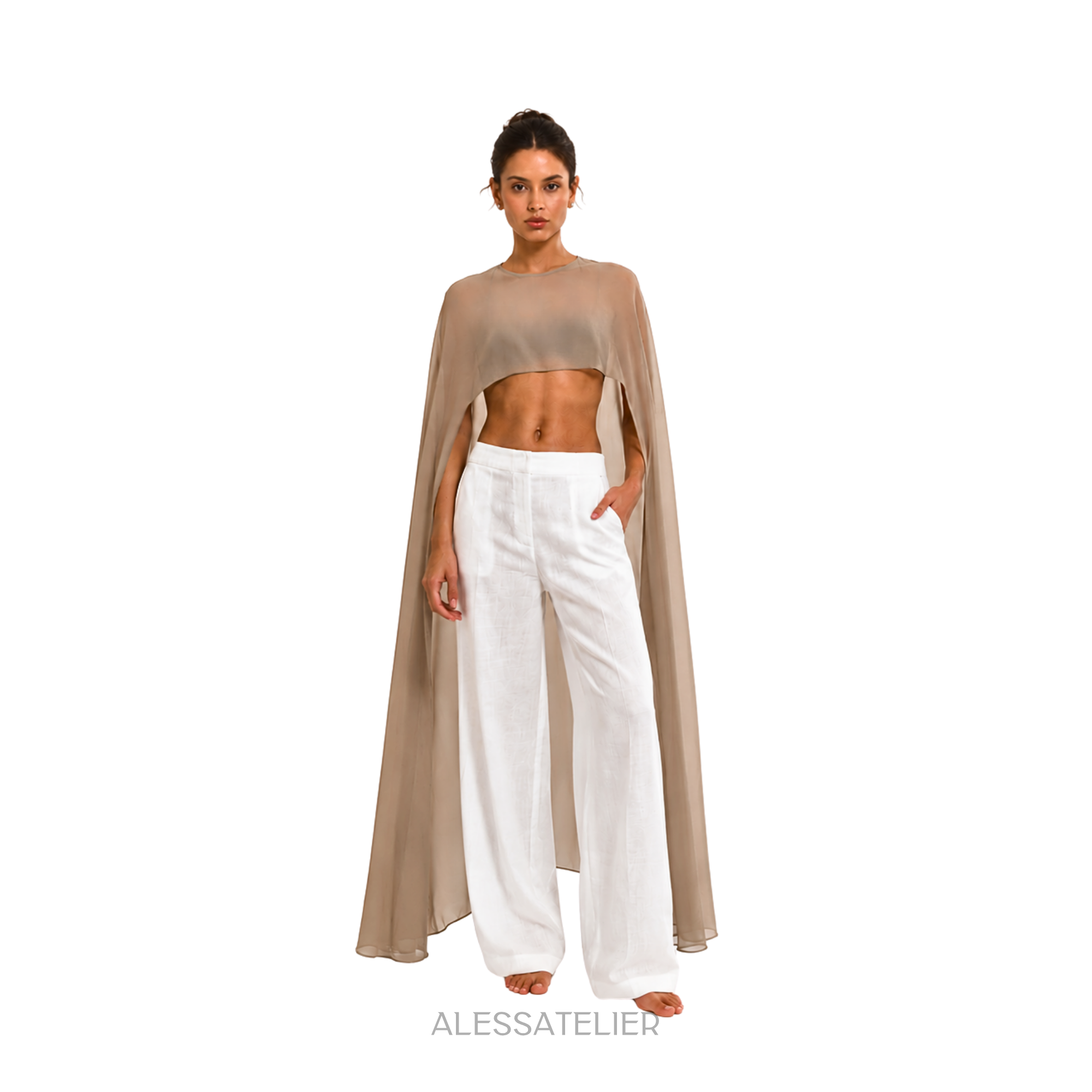 Victoria Sheer Maxi Cape, Macchiato