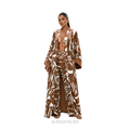 Creta Satin Kimono Set, Light Brown