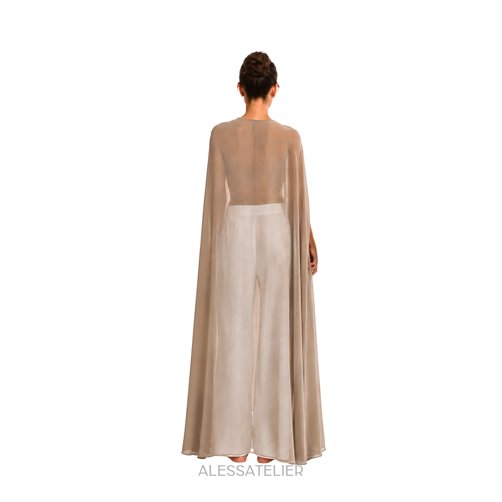 Victoria Sheer Maxi Cape, Macchiato