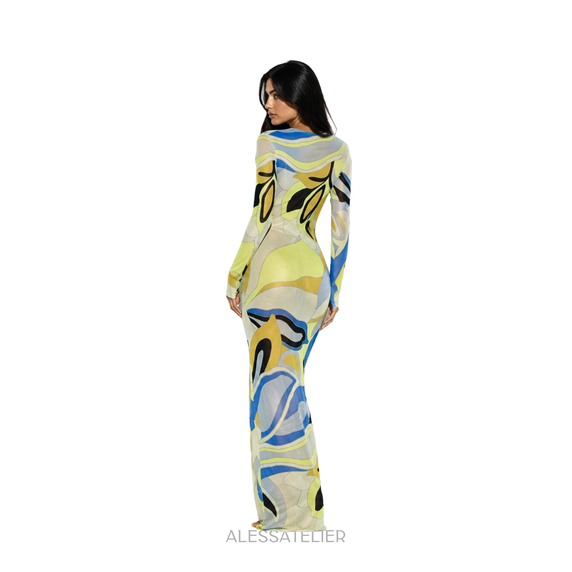 René Sheer Maxi Dress, Yellowstone Blue