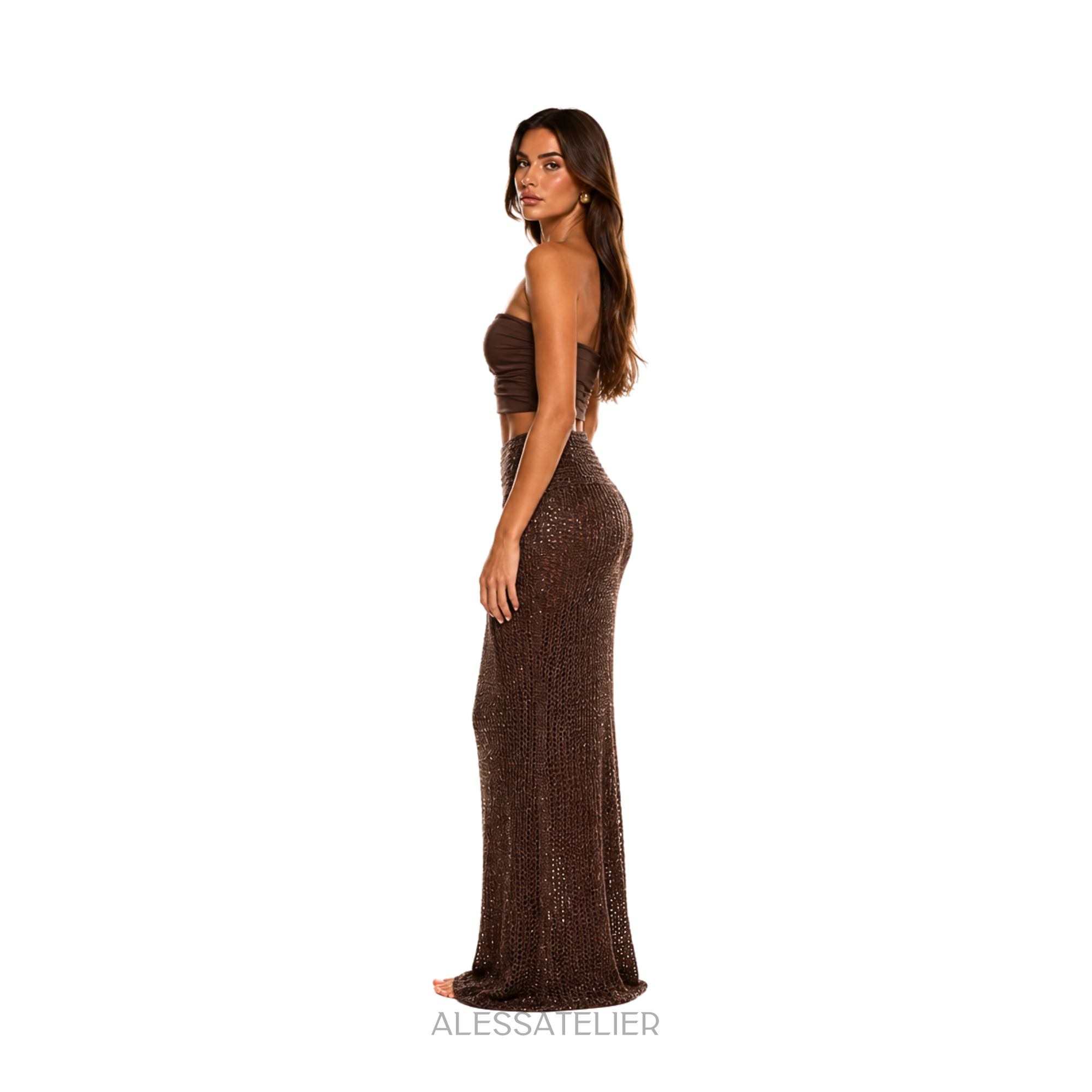 Frida Knitted Maxi Skirt, Coffee
