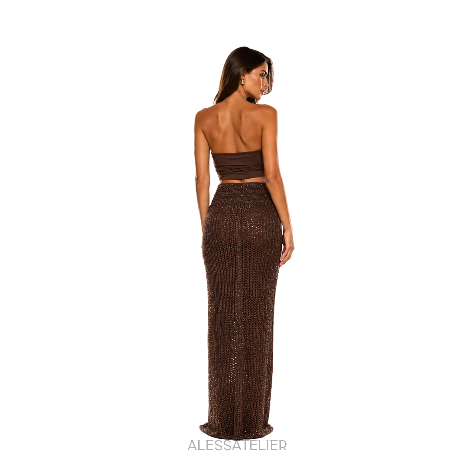 Frida Knitted Maxi Skirt, Coffee