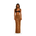 Frida Knitted Maxi Skirt, Golden