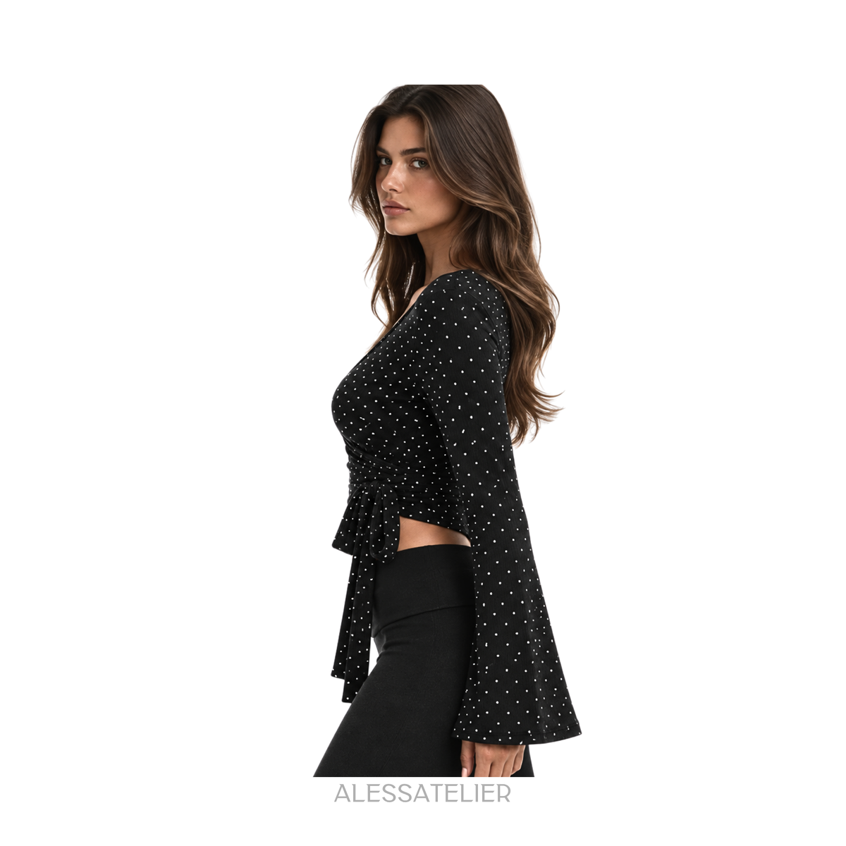 Elisse Ballerina Polka Dots Blouse, Lily White