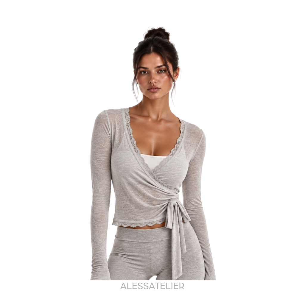 Cordelia Ballerina Sheer Blouse, Grey