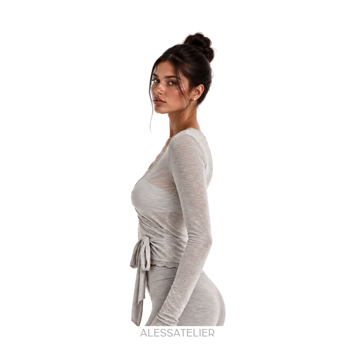 Cordelia Ballerina Sheer Blouse, Grey
