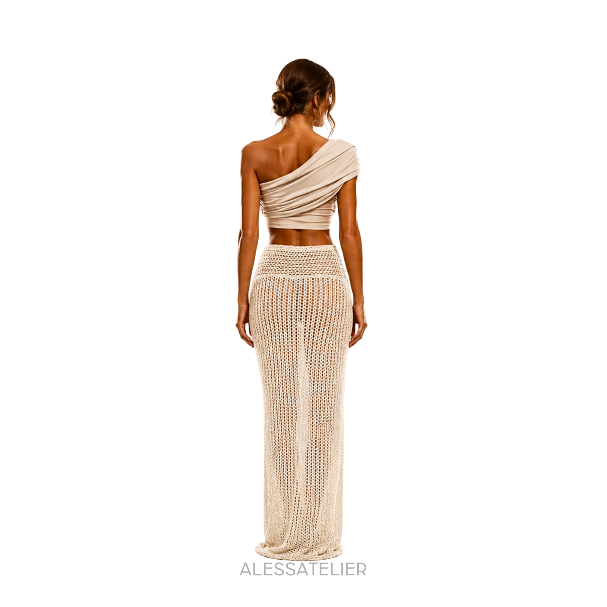 Frida Knitted Maxi Skirt, Bone