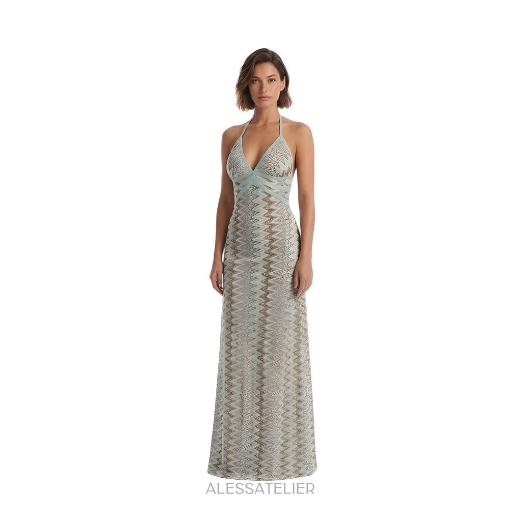 Esme II Halter Maxi Dress, Turquoise