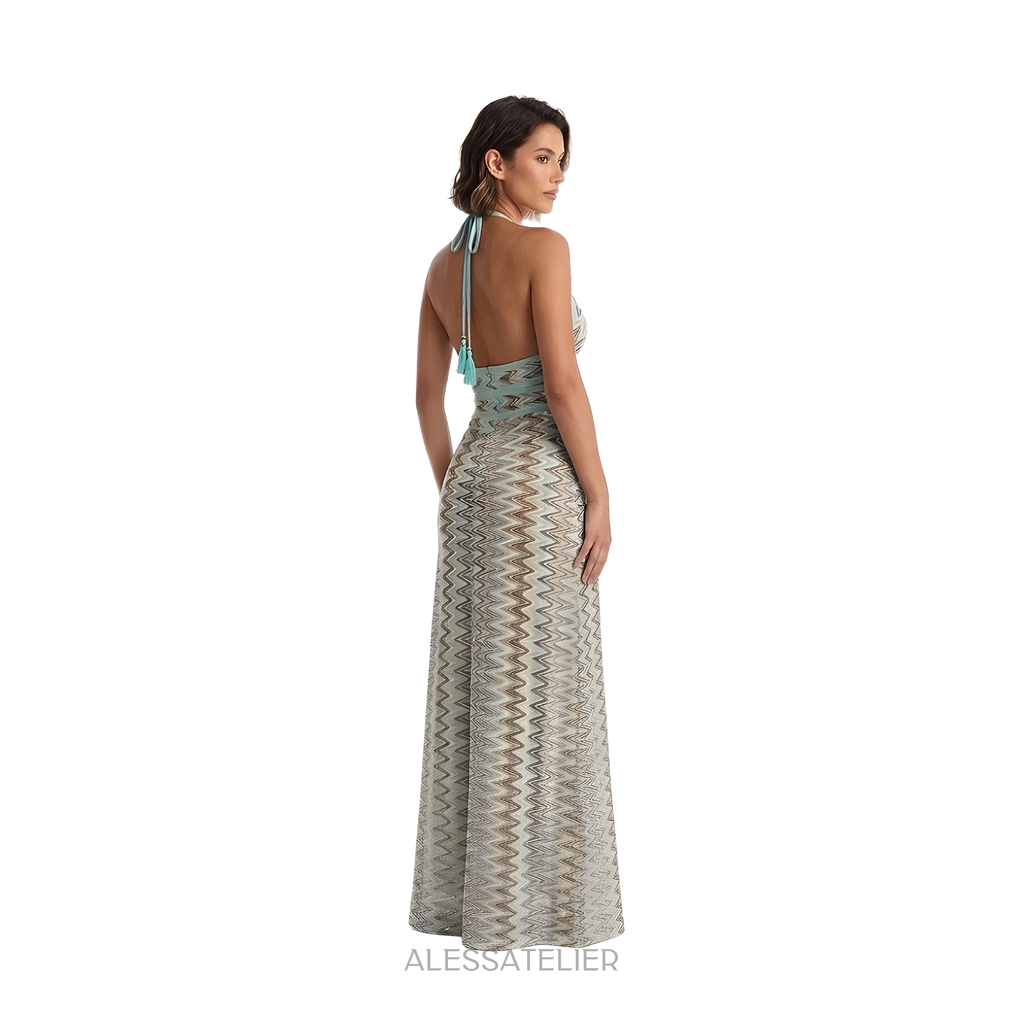 Esme II Halter Maxi Dress, Turquoise