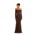 Lauren Contour Fitted Maxi Dress, Coffee