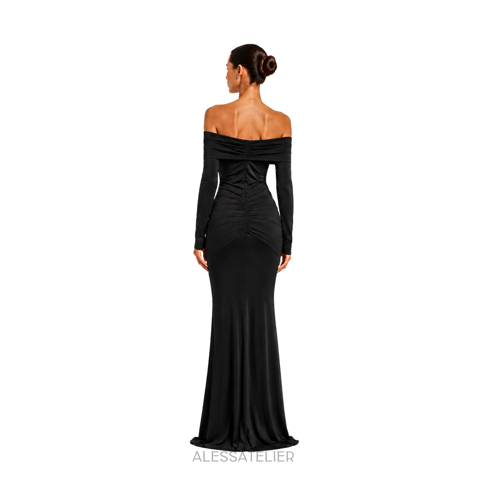 Lauren Contour Fitted Maxi Dress, Black