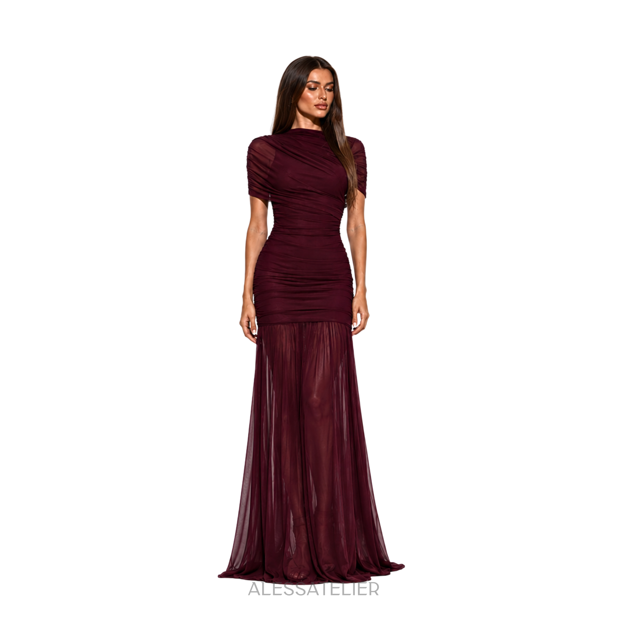Constanza Princess Maxi Dress, Plum