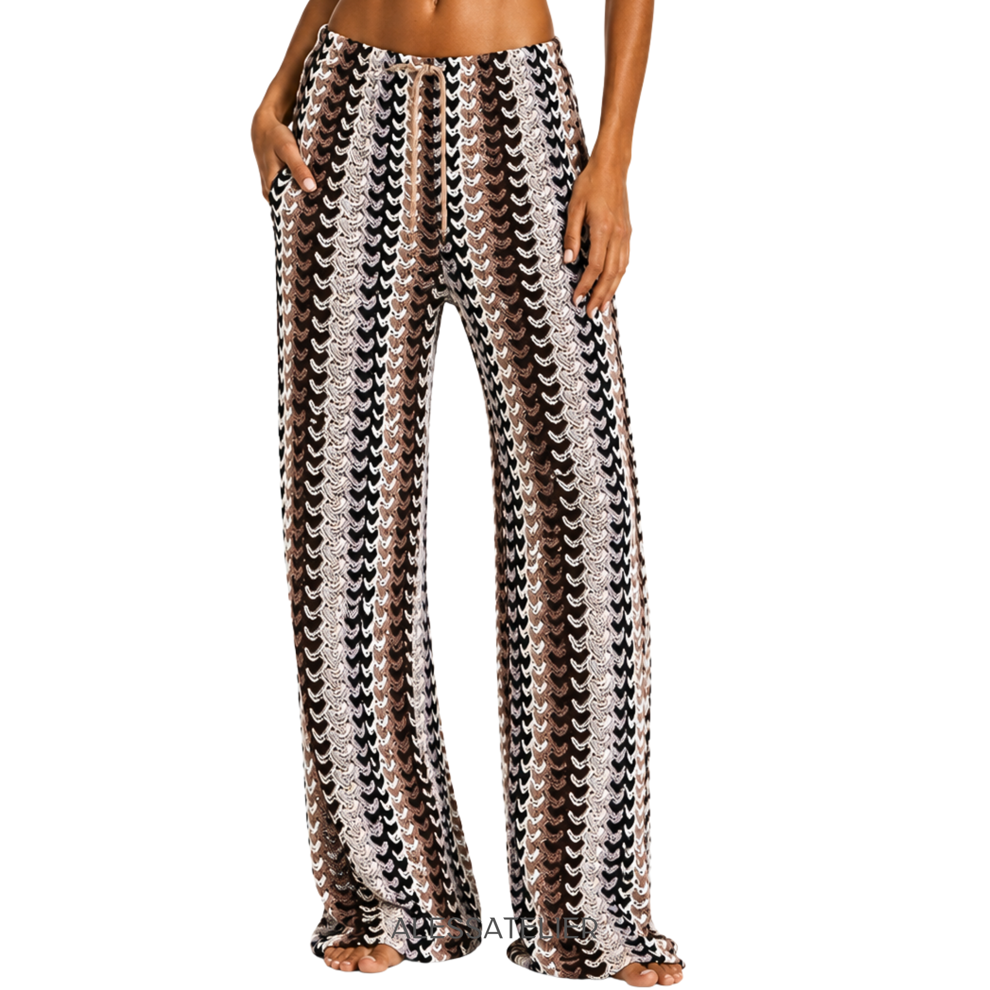 Catalina Palazzo Pants, Greyscale