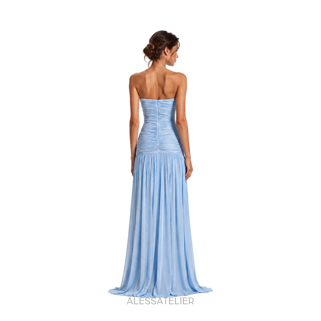 Maca Contour Maxi Dress, Baby Blue