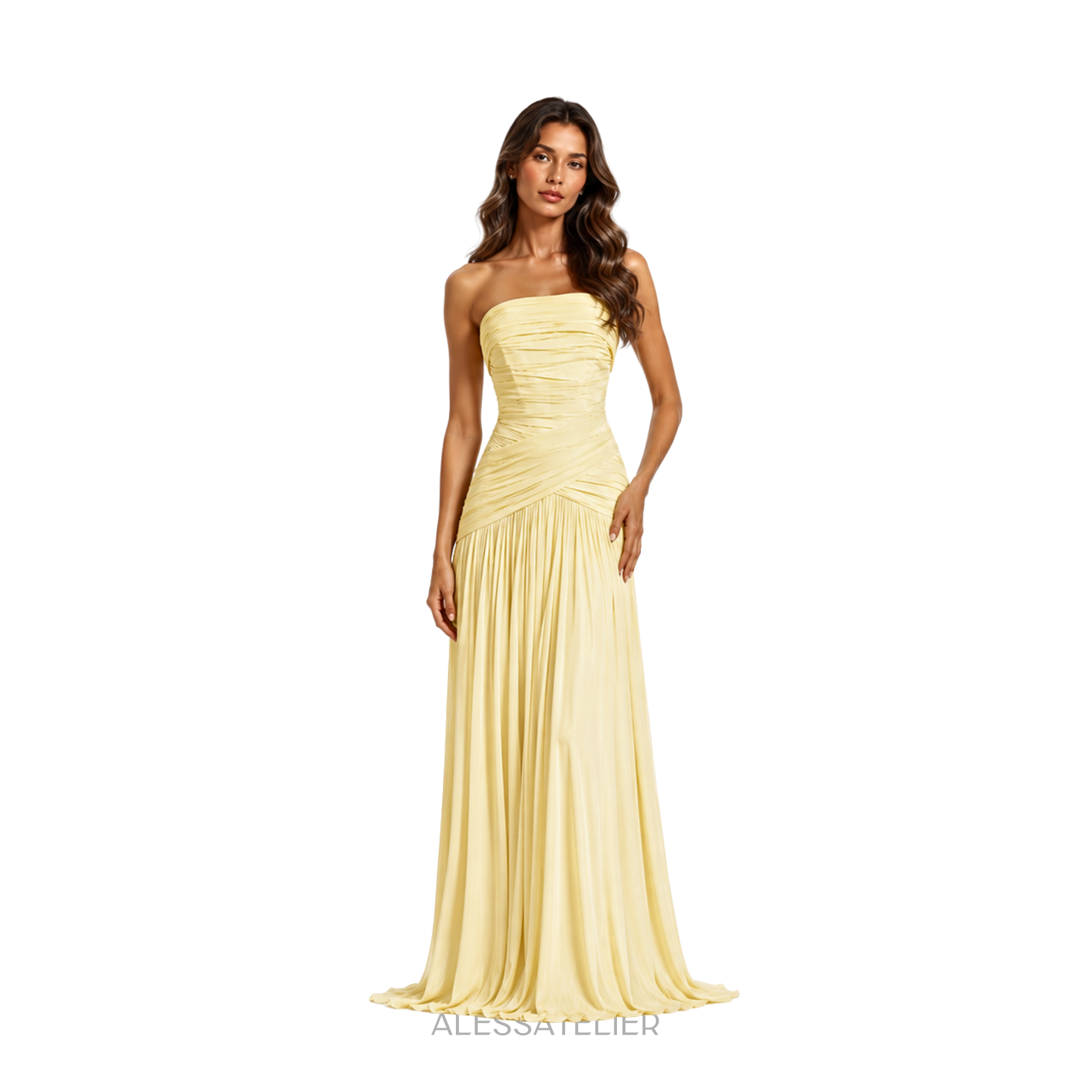 Maca Contour Maxi Dress, Butter Yellow