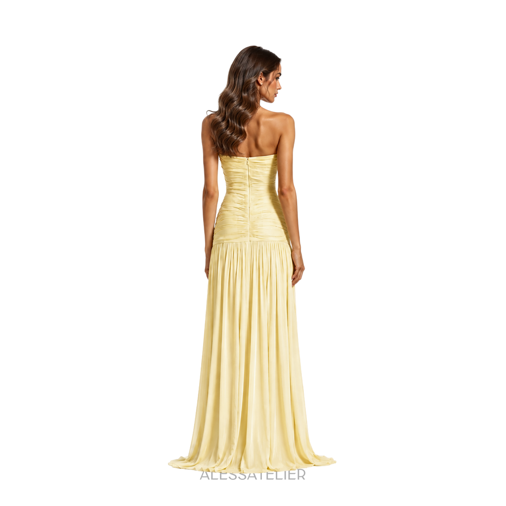 Maca Contour Maxi Dress, Butter Yellow