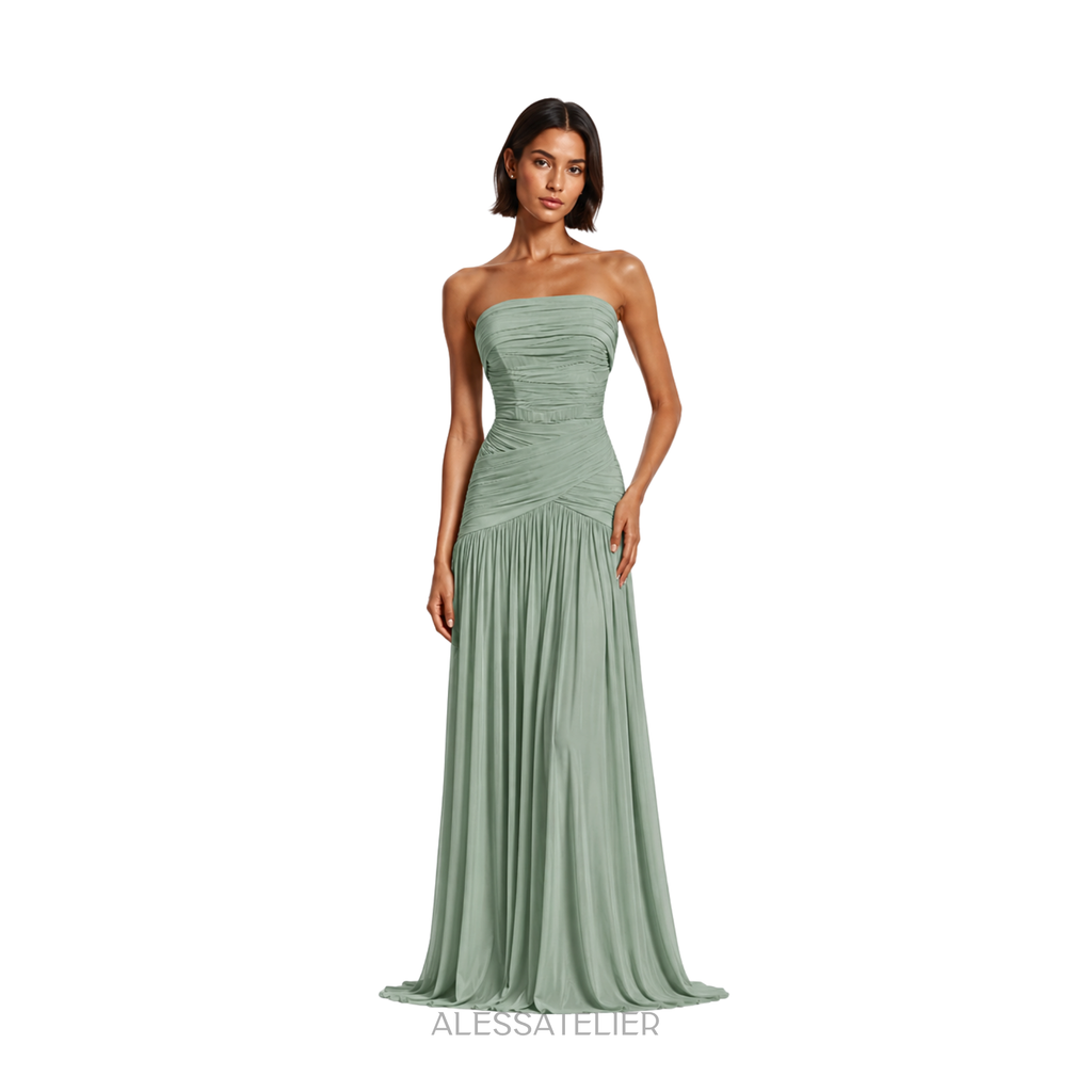 Maca Contour Maxi Dress, Sage Green