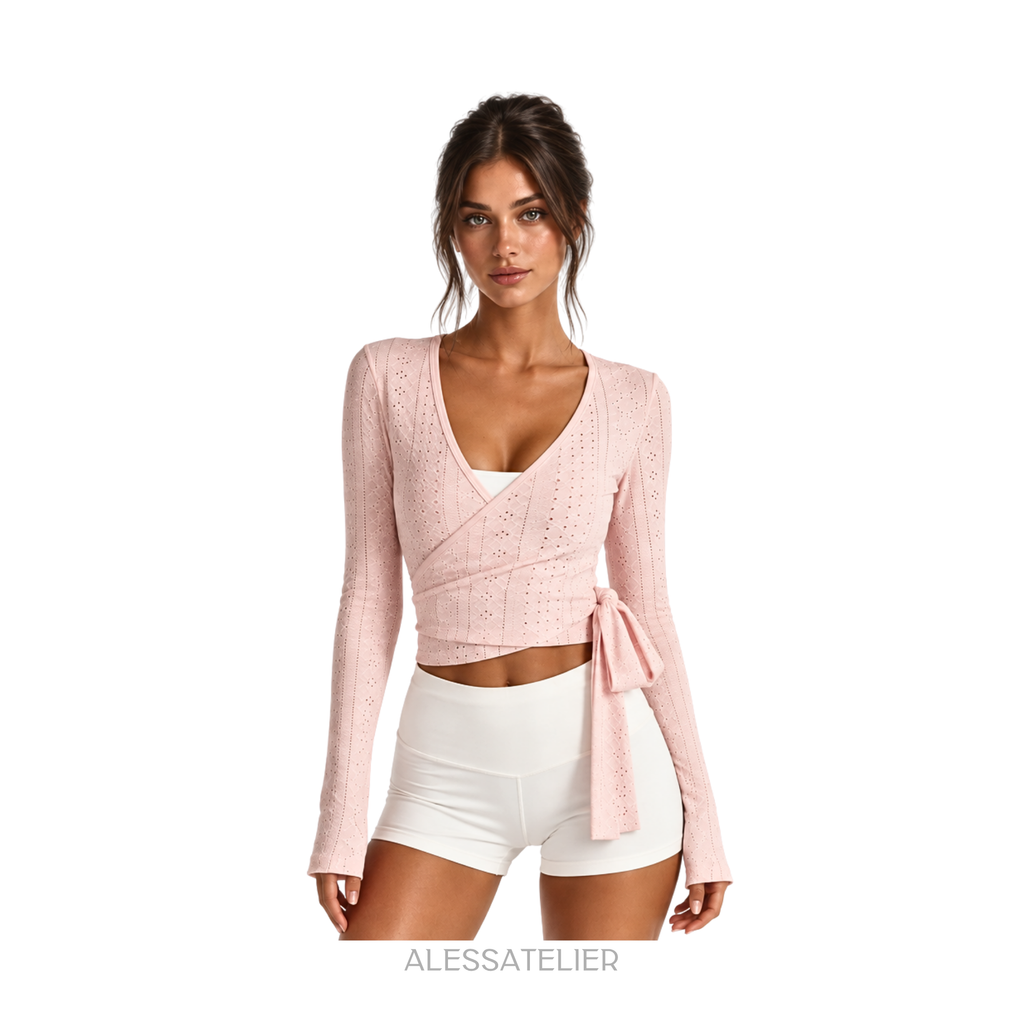 Begonia Ballerina Cutout Blouse, Baby Pink