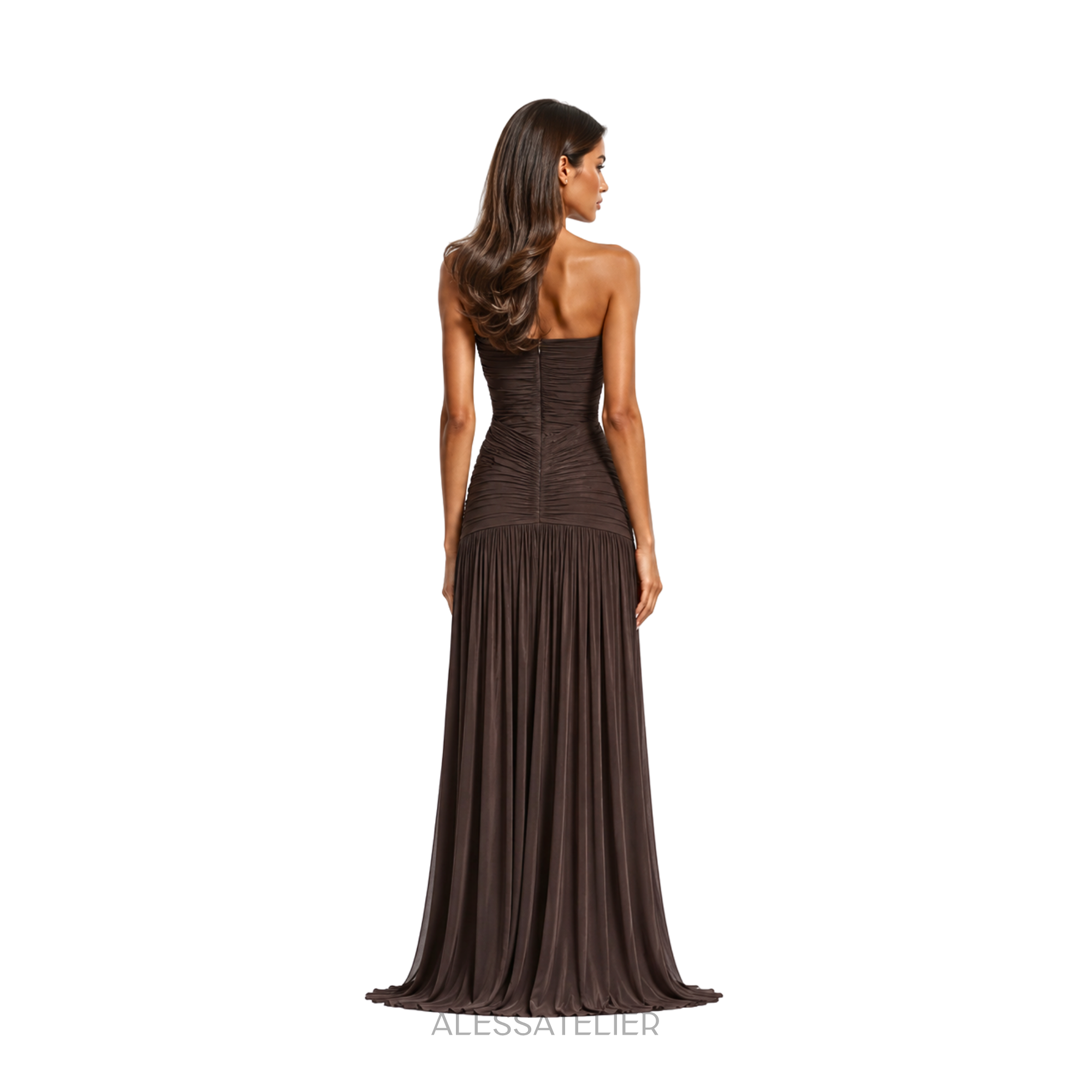 Maca Contour Maxi Dress, Coffee Brown