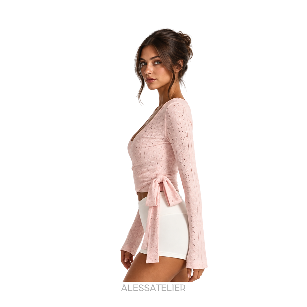 Begonia Ballerina Cutout Blouse, Baby Pink