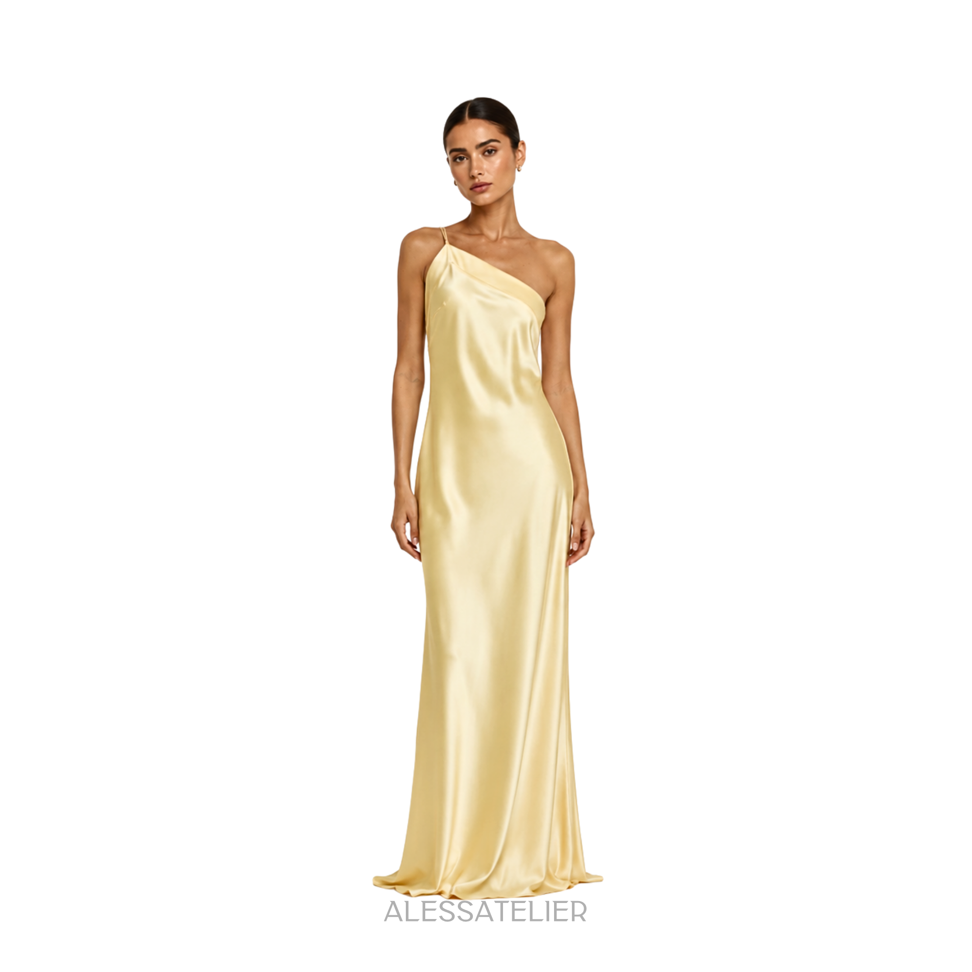 Regina Satin Maxi Dress, Butter Yellow