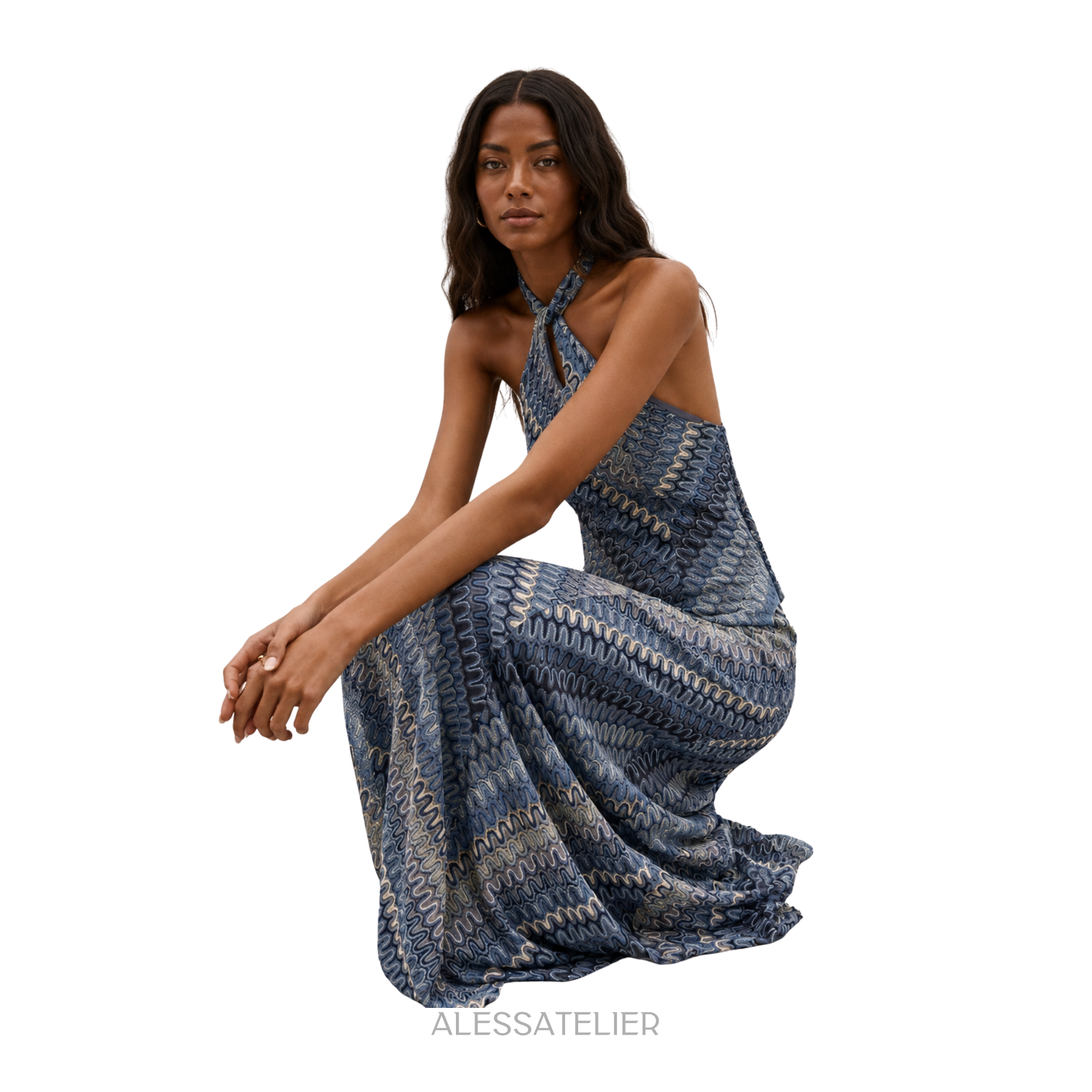 Catalonia Woven Maxi Dress, Turquoise