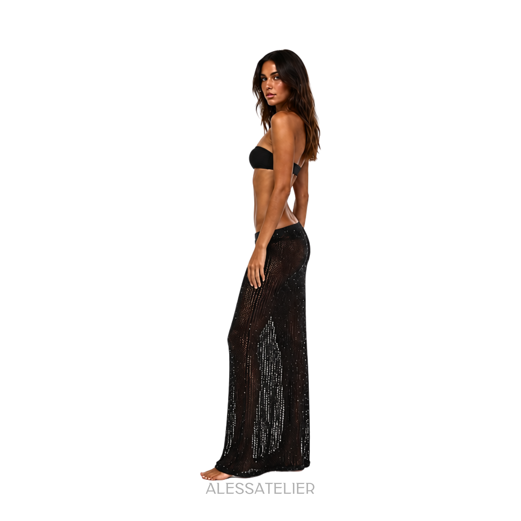 Rachel Knitted Maxi Skirt, Black