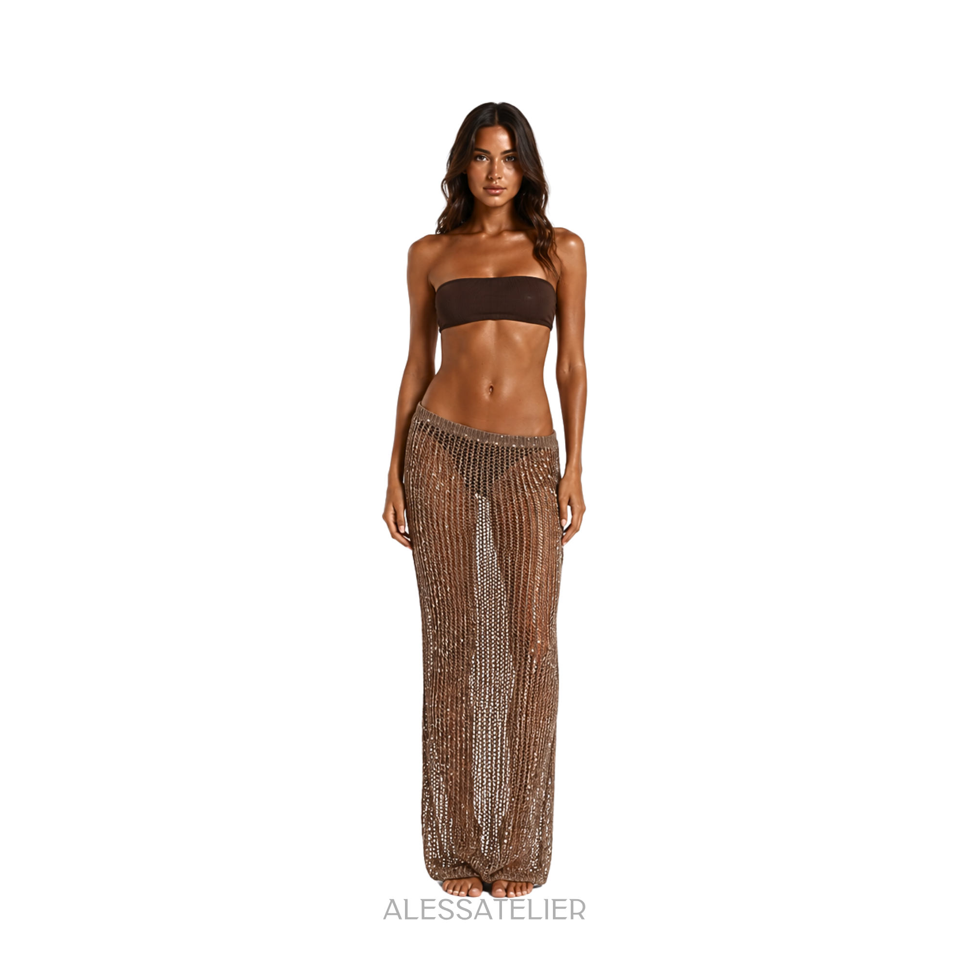 Rachel Knitted Maxi Skirt, Golden