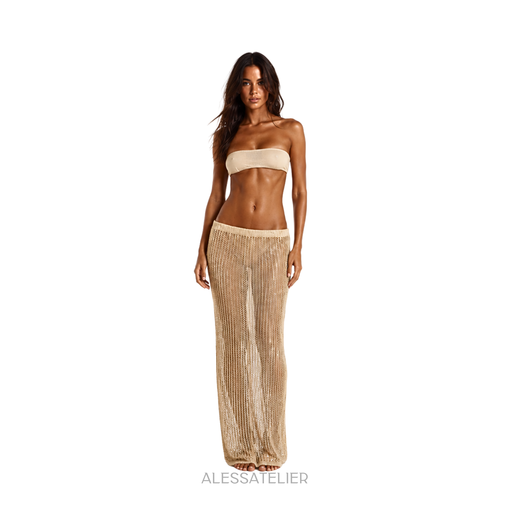 Rachel Knitted Maxi Skirt, Golden