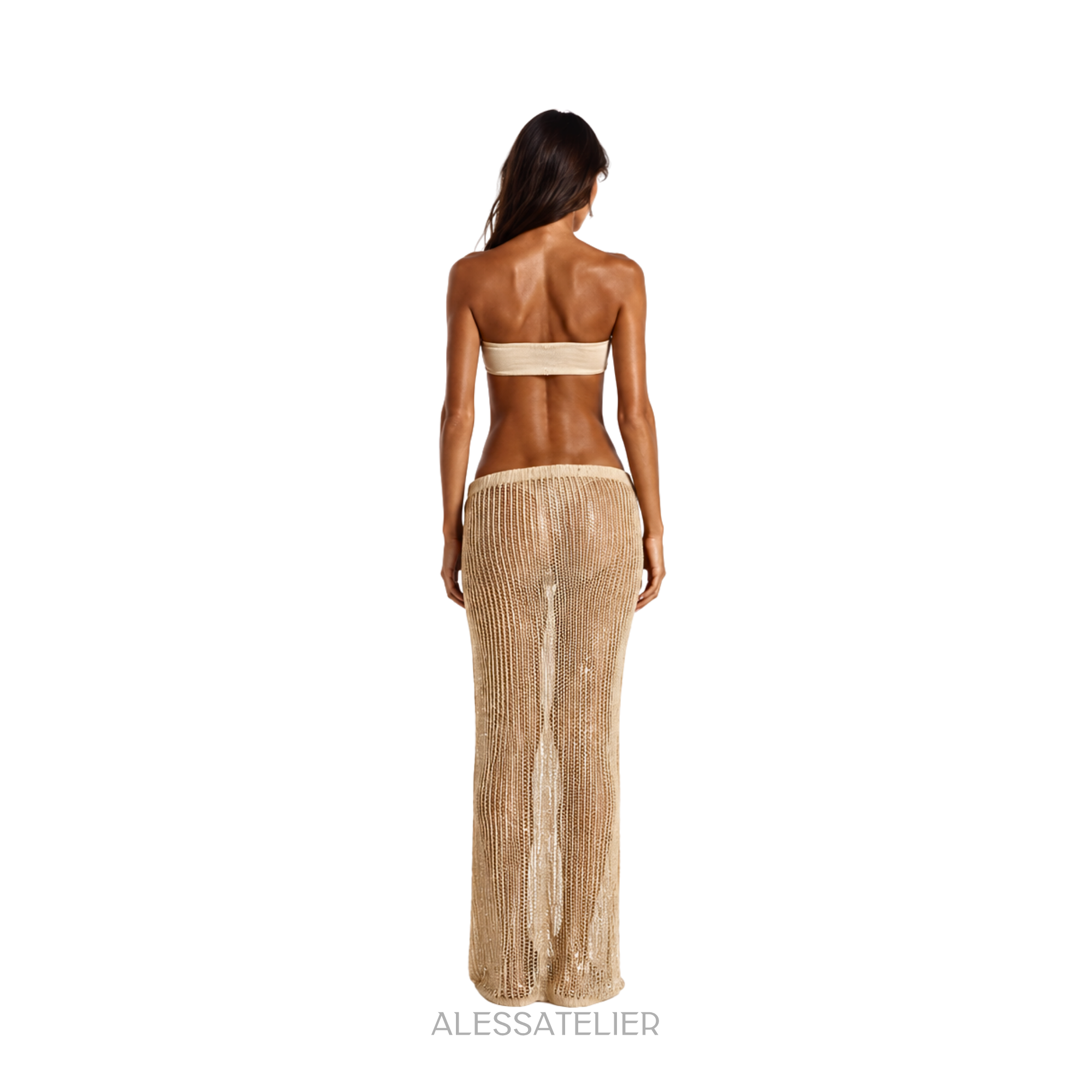 Rachel Knitted Maxi Skirt, Golden