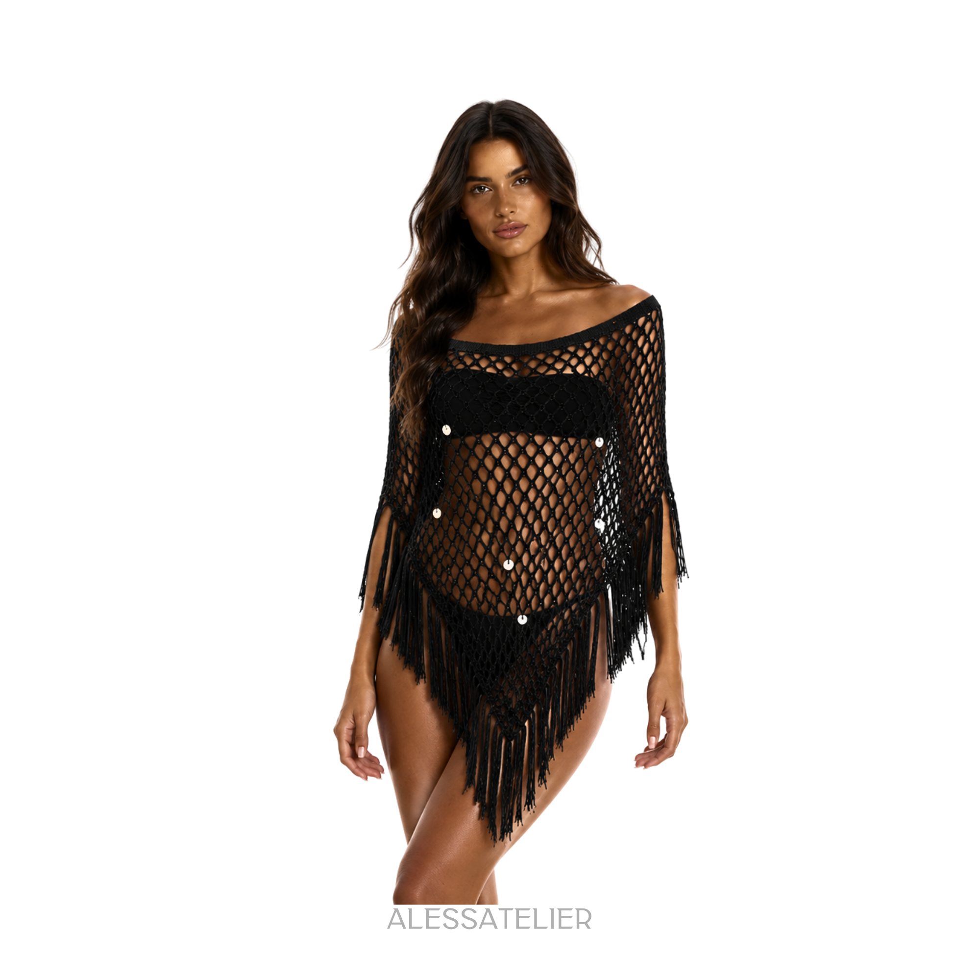 Zayne Knitted Cape, Black