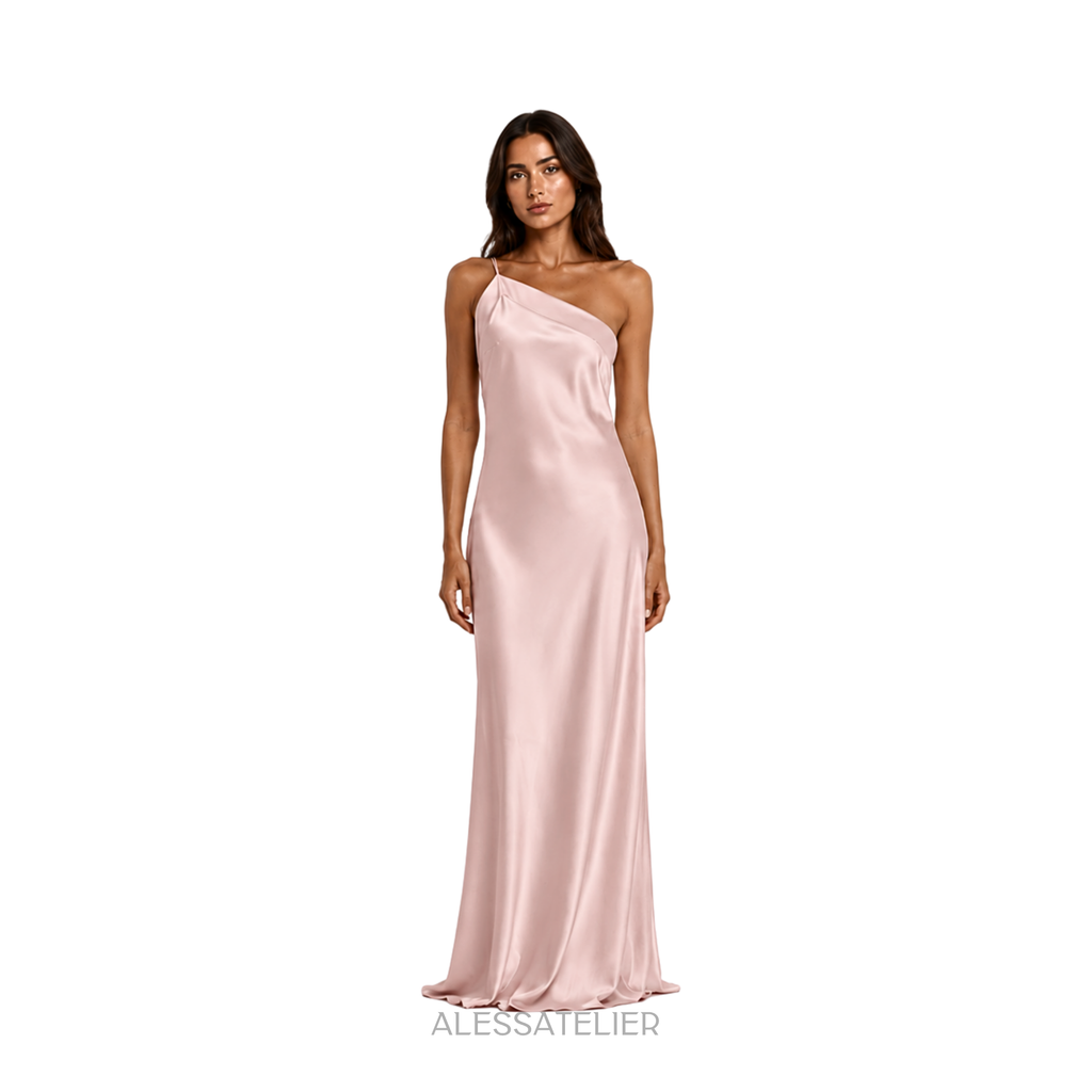 Regina Satin Maxi Dress, Baby Pink
