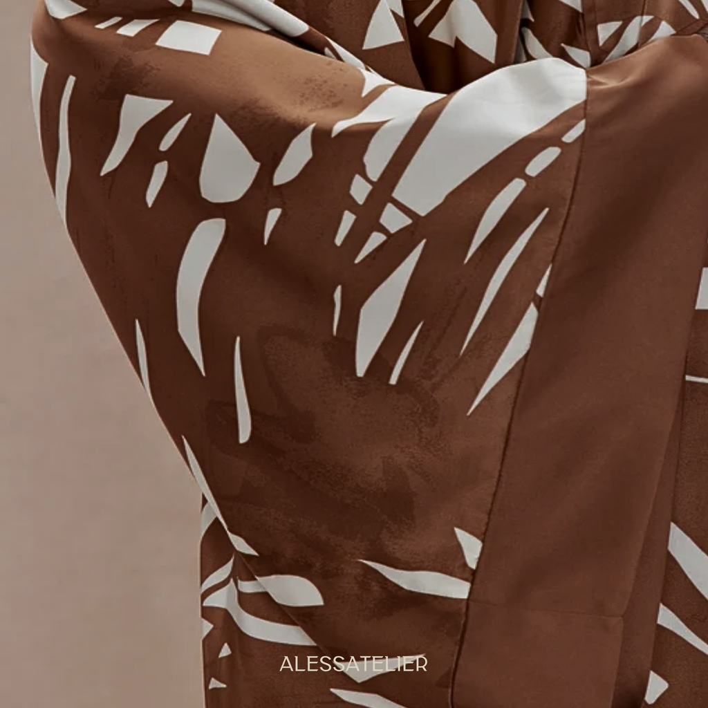 Creta Satin Kimono Set, Light Brown