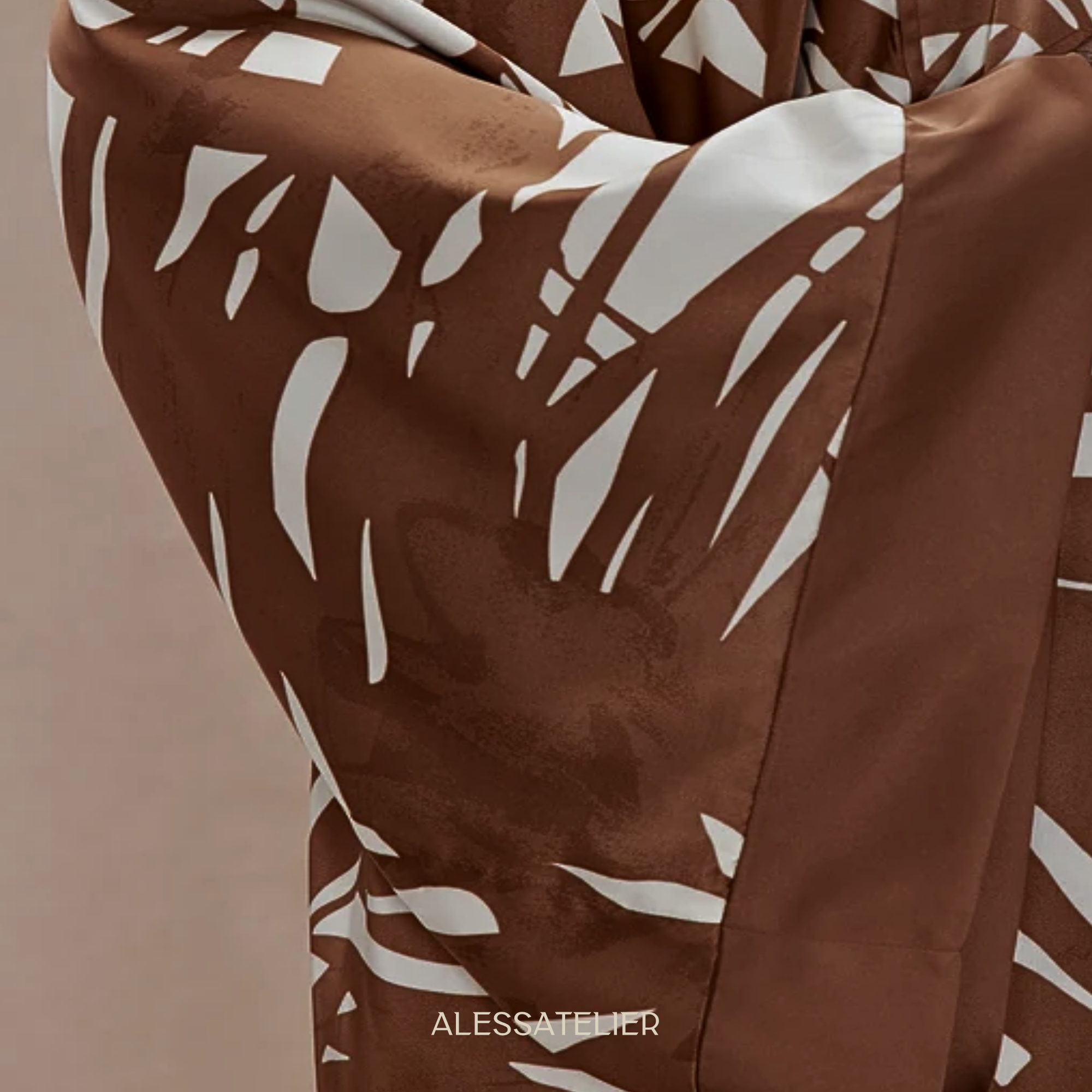 Creta Satin Kimono Set, Light Brown
